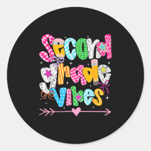 Back To School Groovy Teacher Second Grade Vibes S Classic Round Sticker