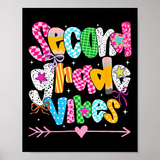 Back To School Groovy Teacher Second Grade Vibes S Poster (Front)