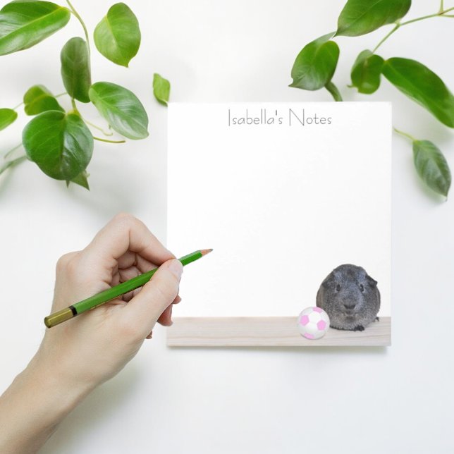 Back To School Guinea Pig Pink Soccer Ball Custom Notepad (Cute custom sticky notes)