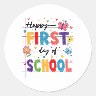 Back To School Happy First Day Of School Boy Girl Classic Round Sticker