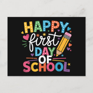 Back To School Happy First Day Of School Teacher B Holiday Postcard