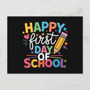 Back To School Happy First Day Of School Teacher B Holiday Postcard