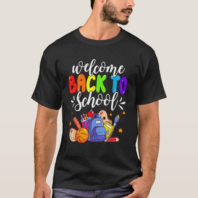 Back To School Happy First Day Of School Teachers  T-Shirt (Front)