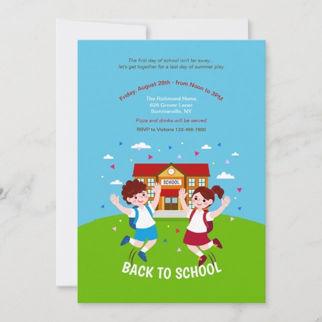 Back to School Happy Kids Invitation (Front)