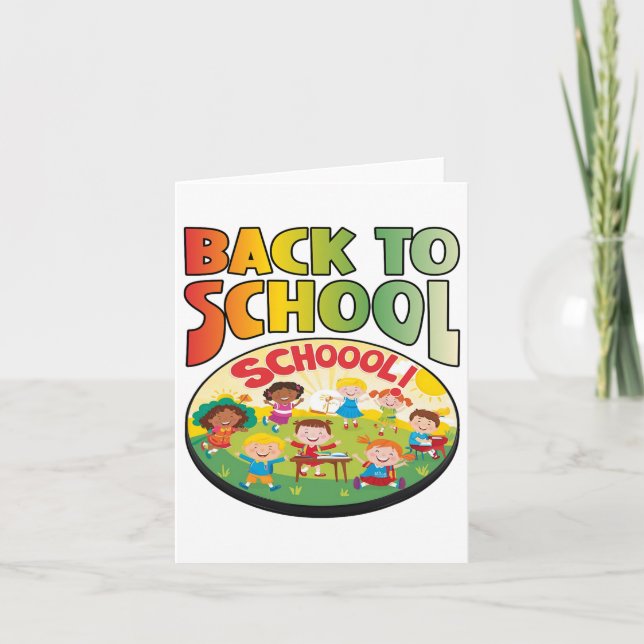 Back To School Happy Students Seeing Friends Again Card (Front)