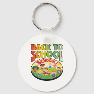 Back To School Happy Students Seeing Friends Again Key Ring