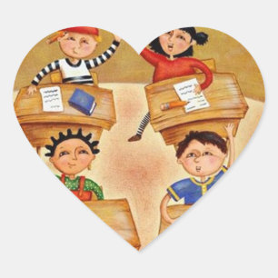 Back to school - heart sticker