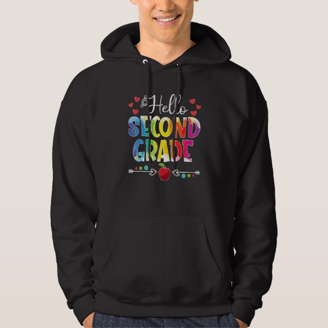 Back To School Hello 2nd Grade Girls Boys Teacher  Hoodie (Front)