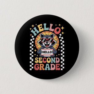 Back To School Hello 2nd Grade Racoon Second Grad 6 Cm Round Badge