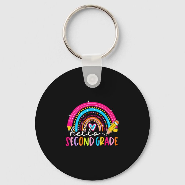Back to school hello 2nd second grade rainbow key ring (Front)