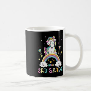 Back To School Hello 3rd Grade Rainbow Unicorn Tea Coffee Mug