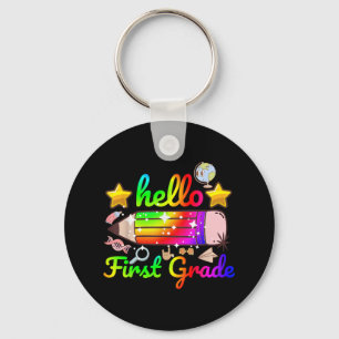 Back To School Hello First Grade Team 1st Grade Bo Key Ring