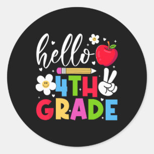 Back To School Hello Fourth Grade Team 4th Grade B Classic Round Sticker