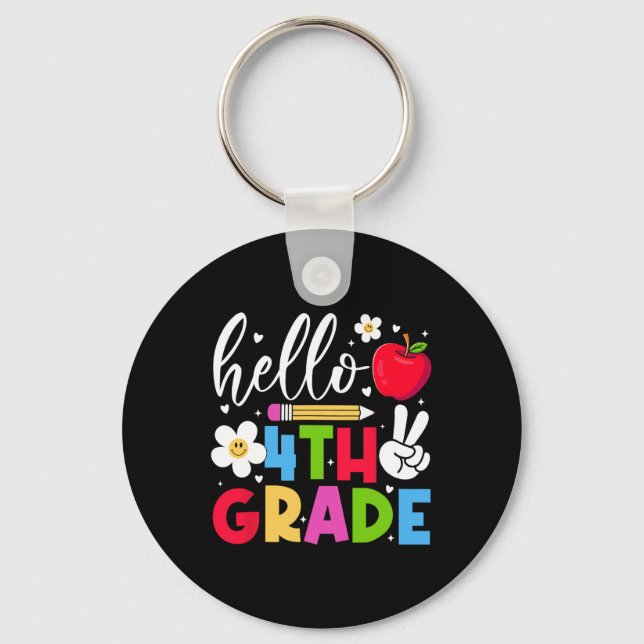 Back To School Hello Fourth Grade Team 4th Grade B Key Ring (Front)
