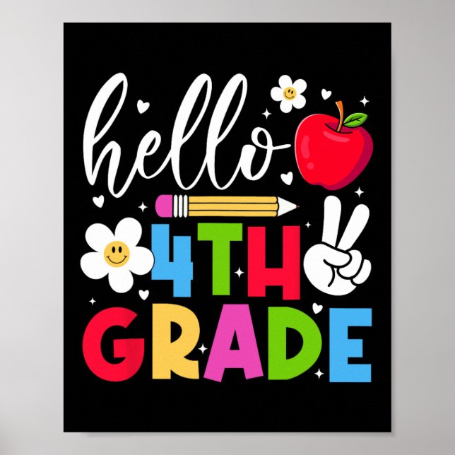 Back To School Hello Fourth Grade Team 4th Grade B Poster (Front)