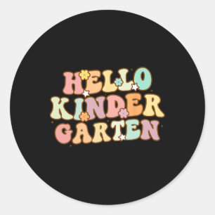 Back To School Hello Kindergarten For Kids Boy Gir Classic Round Sticker