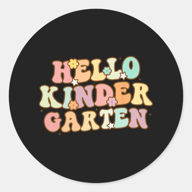 Back To School Hello Kindergarten For Kids Boy Gir Classic Round Sticker (Front)