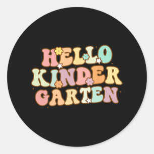 Back To School Hello Kindergarten For Kids Boy Gir Classic Round Sticker