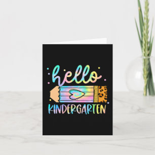 Back To School Hello Kindergarten Leopard Tie Dye Card