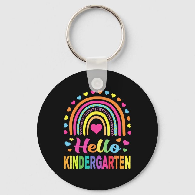 Back To School Hello Kindergarten Squad Teachers W Key Ring (Front)