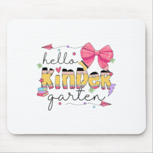 Back To School Hello Kindergarten Teacher Coquette Mouse Pad