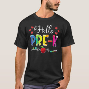 Back To School Hello Pre K Girls Boys Teacher Stud T-Shirt