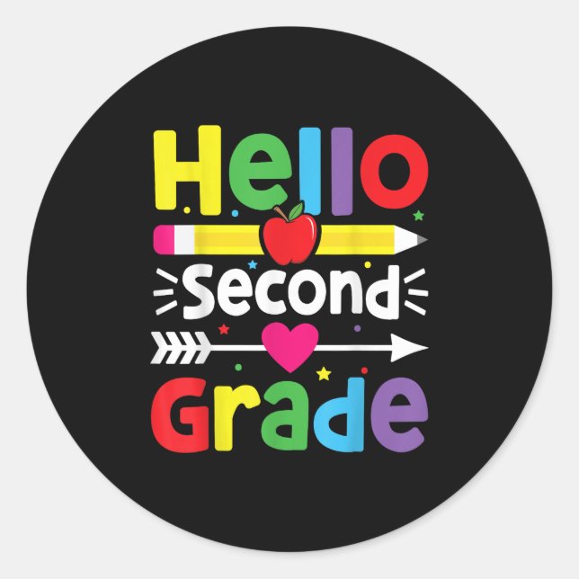 Back To School Hello Second Grade Team 2nd Grade B Classic Round Sticker (Front)