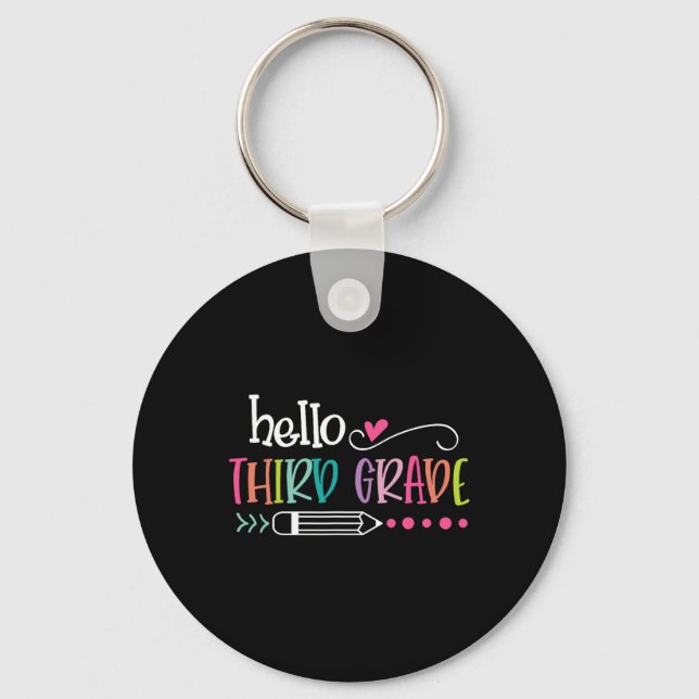 Back To School Hello Third 3rd Grade For Kids Boy  Key Ring (Front)