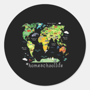 Back To School Homeschool World Map Geography Classic Round Sticker