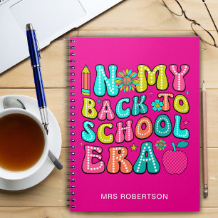 Back to school hot pink teacher spiral notebook