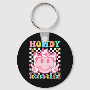 Back To School Howdy Second Grade Cute Cowboy Cowg Key Ring