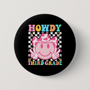 Back To School Howdy Third Grade Western Cowboy Co 6 Cm Round Badge