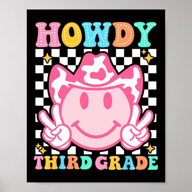 Back To School Howdy Third Grade Western Cowboy Co Poster (Front)
