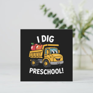 Back to School I Dig Preschool Dump Truck Thank You Card