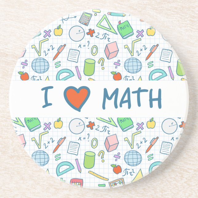 Back to school: "I love math" coaster (Front)