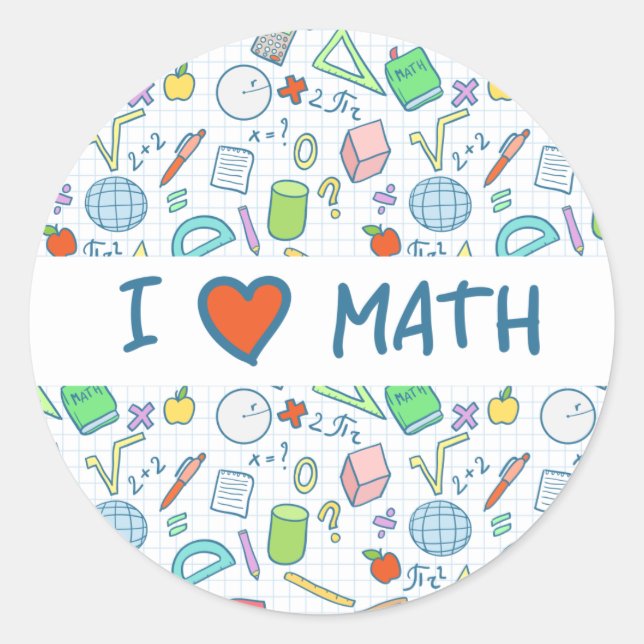 Back to school: "I love math" sticker (Front)