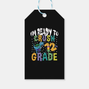Back To School I'm Ready To Crush 12th Grade Dino Gift Tags