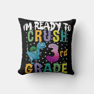 Back To School I'm Ready To Crush 3rd Grade Dino Cushion