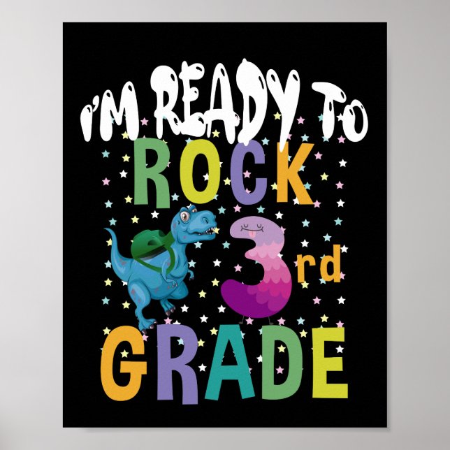 Back To School I'm Ready To Crush 3rd Grade Dino Poster (Front)