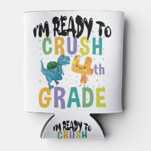 Back To School I'm Ready To Crush 4th Grade Dino Can Cooler