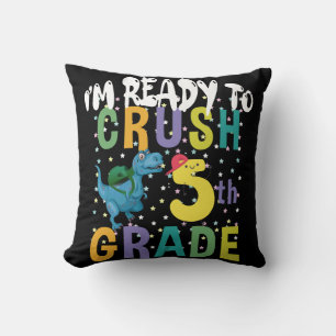 Back To School I'm Ready To Crush 5th Grade Dino Cushion