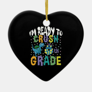 Back To School I'm Ready To Crush 8th Grade Dino Ceramic Ornament