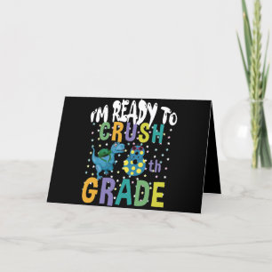 Back To School I'm Ready To Crush 8th Grade Dino Thank You Card