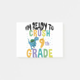 Back To School I'm Ready To Crush 9th Grade Dino Post-it Notes