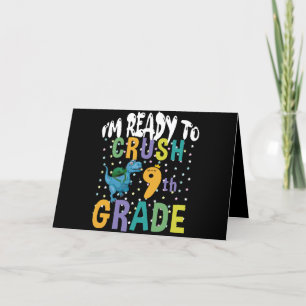 Back To School I'm Ready To Crush 9th Grade Dino Thank You Card
