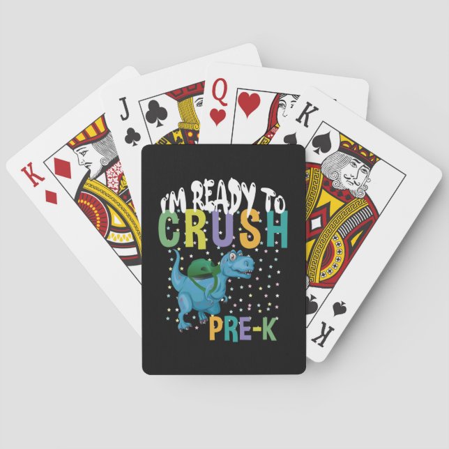 Back To School I'm Ready To Crush Pre-K Dinosaur Playing Cards (Back)