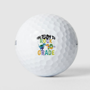 Back To School I'm Ready To Rock 10th Grade Dino Golf Balls