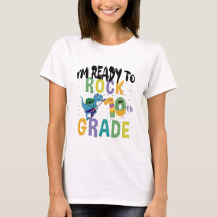 Back To School I'm Ready To Rock 10th Grade Dino T-Shirt