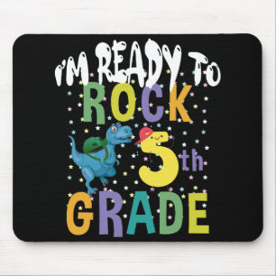 Back To School I'm Ready To Rock 5th Grade Dino Mouse Pad