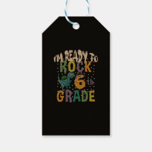 Back To School I'm Ready To Rock 6th Grade Dino Gift Tags